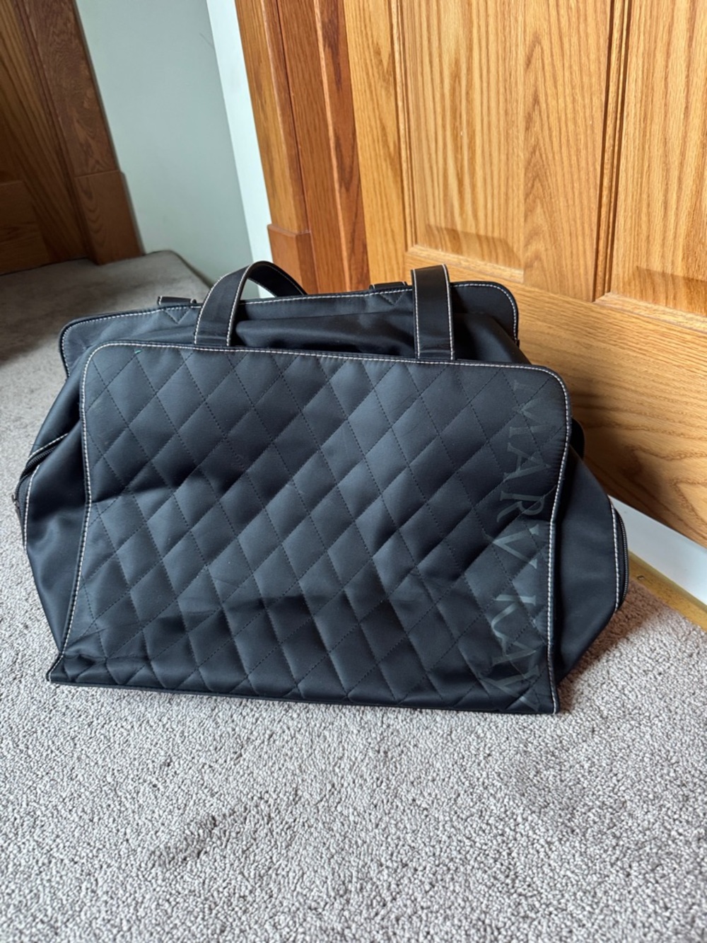 Mary Kay Black Quilt Large Zip Tote Handbag Purse With Compartments